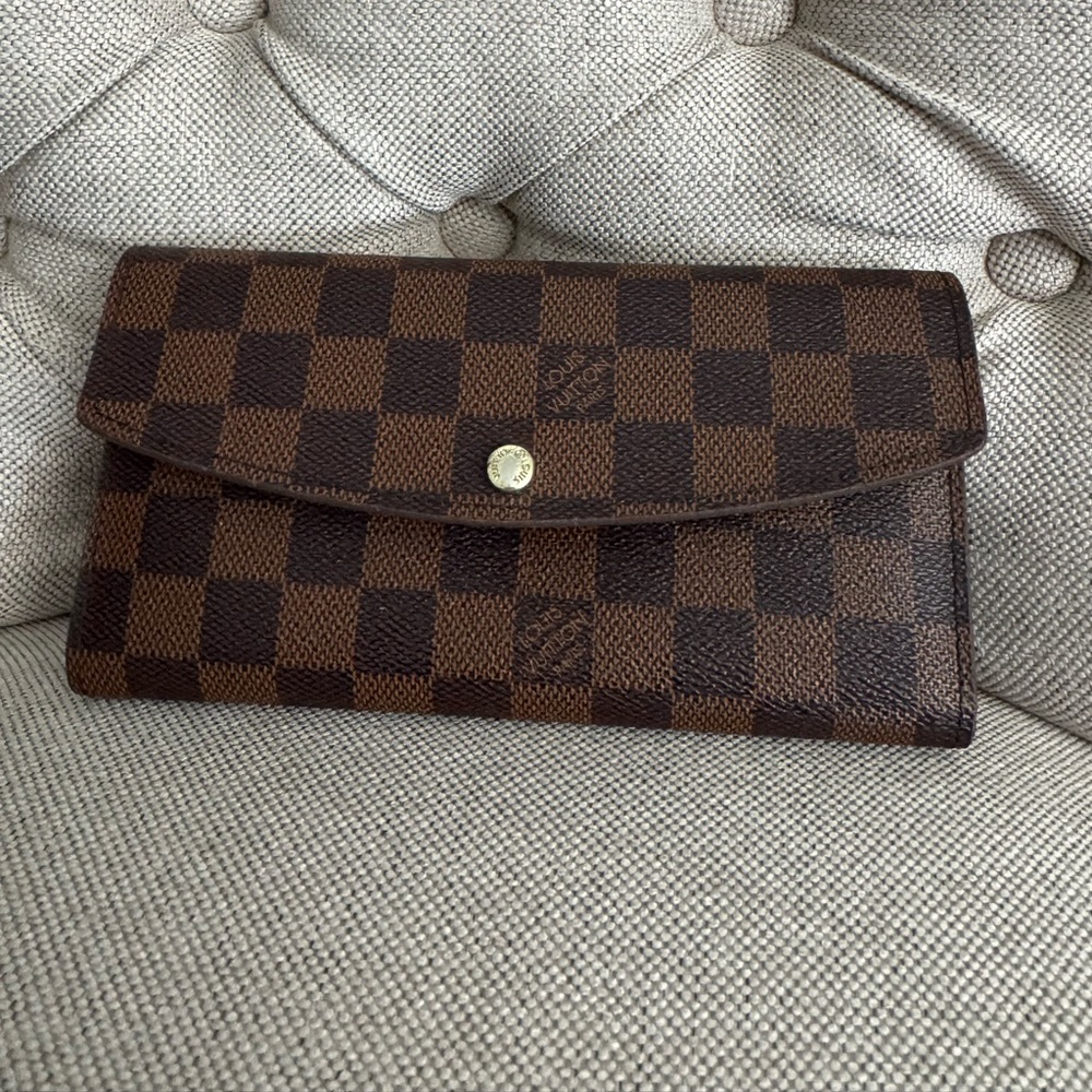 Designer Insp$red checkered Wallet in Dark Brown
